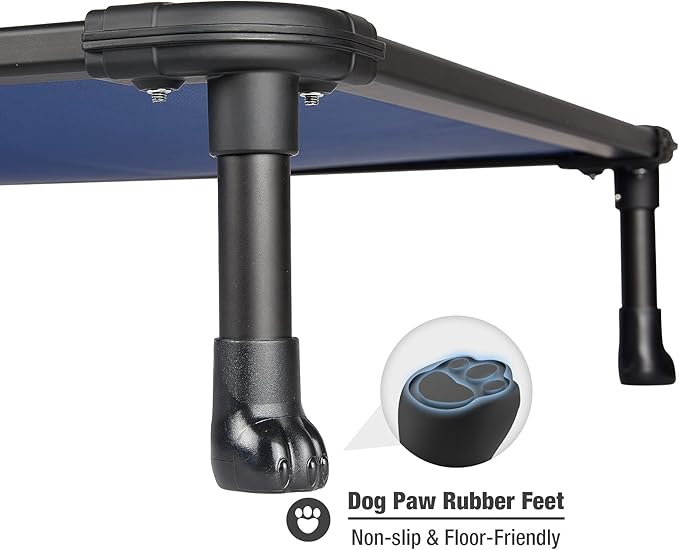 Veehoo Chew Proof Elevated Dog Bed - Cooling Raised Pet Cot - Rustless Aluminum Frame and Durable Textilene Mesh, Unique Designed No-Slip Feet for Indoor or Outdoor Use, Blue, Medium, CWC2002-Mewly Pet