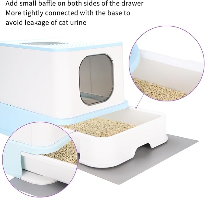 RIZZARI Cat Litter Box Top-Entry : Leak-Proof Enclosed Design Reduces Odor, for Indoor Cats & Owners (Green)-Mewly Pet