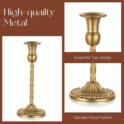 Candlestick Candle Holders Gold: Tall Taper Candles Stick Holder Wedding Decor Set of 10 Dinning Table Centerpiece Vintage Metal Candle Stand