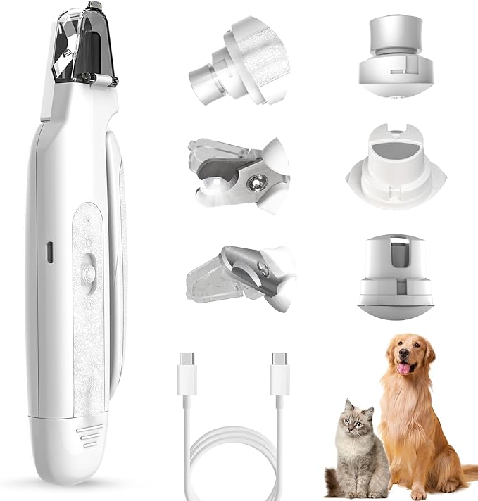 2-in-1 Cat Nail Clippers & Dog Nail Clippers Trimmers for Large Medium Small Dogs Cats Claw Trimmer Quick Sensor and Safety Guard USB Rechargeable with 2 LED Lights Dogs Nail Trimmer-Mewly Pet