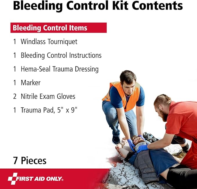 First Aid Only 91512 Critical Essentials Bleeding Control Kit for Limb Wounds, 7 Pieces-Mewly Pet
