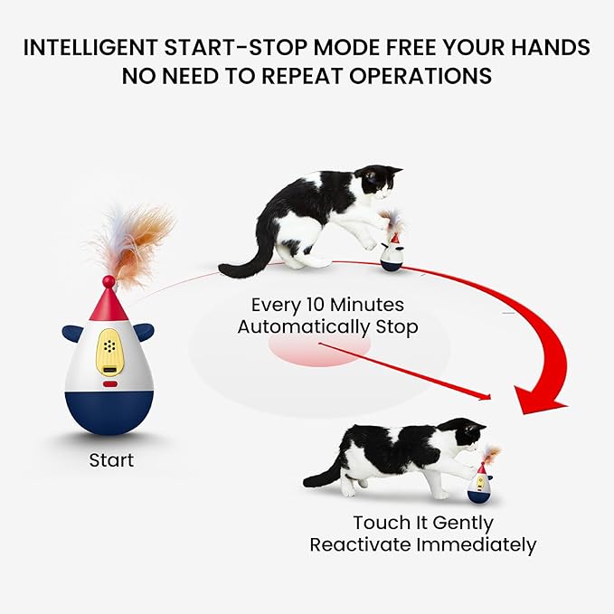 Laser Cat Toys for Indoor Cats, Automatic Interactive Cat Toy, Rechargeable 360° Auto-Spin Self-Balancing Laser Pointer with Catnip Hole & Feather, 3-Speed Random Trajectories for Bored Cats-Mewly Pet