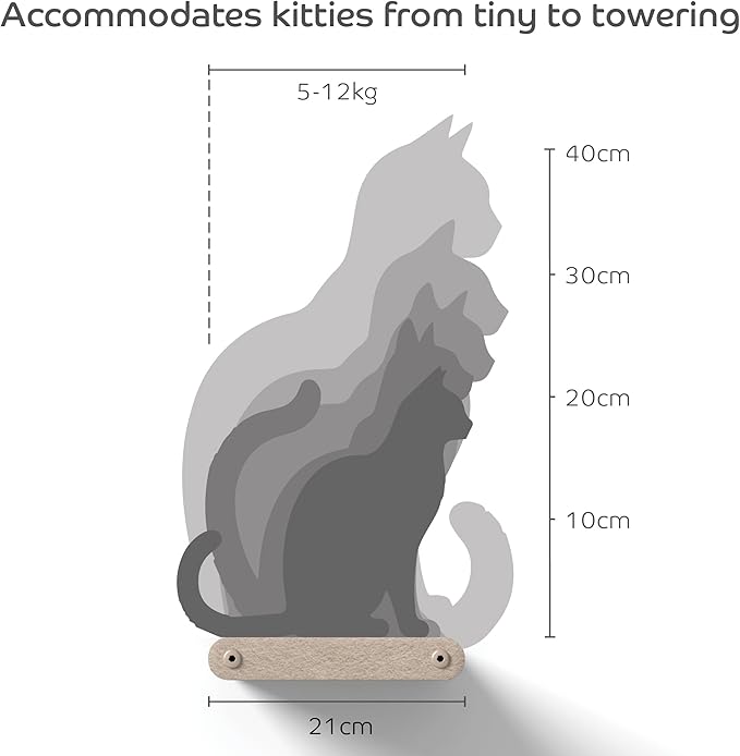 Wall Mounted Cat Steps Short Shelves (2) by Pryde Pets - Stairs for Walkways, 100% Sustainable PET Felt Feline Enrichment Climber Furniture for Indoor Cats, Modern Climbing Gym Design (Oatmeal)-Mewly Pet