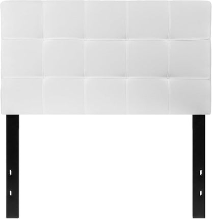 Flash Furniture Bedford Box Stitch Tufted Upholstered Twin Size Headboard in White Fabric