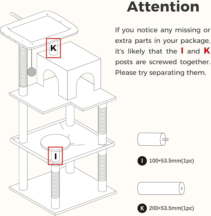 Cat Tree for Indoor Cats, 45.7" Multi-Level Cat Tower with Large Metal Frame Hammock, Cat Condo with 4 Scratching Posts and Top Perch for Small Medium Cat, Beige-Mewly Pet