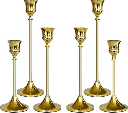 Candlestick Holders Gold, 6 Packs Taper Candle Holder for Candlesticks, Candle Sticks Holder Decor for Home Decor