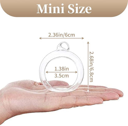 Sziqiqi Hanging Glass Globes Orbs Tea Light Candle Holders fillable with Trinkets for Wedding Ornaments, Wedding Birthday Christmas Party Centerpiece Accessory 2.36inch 30pcs +6 Extra