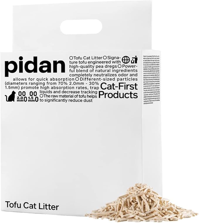 pidan Tofu Cat Litter Clumping,Flushable,Ultra Absorbent and Fast Drying, 100% Natural Ingredients Litter,Solubility in Water,Really Dust-Free,Less Scattering (5.3lb×1bag)-Mewly Pet