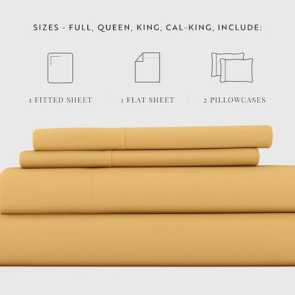 Linen Market Bed Sheets for California King Size Bed (Gold) - Sleep Better Than Ever with These Soft and Cooling California King Sheets - Deep Pocket Fits 16" Thick Beds - 4 Piece Cal King Sheet Set