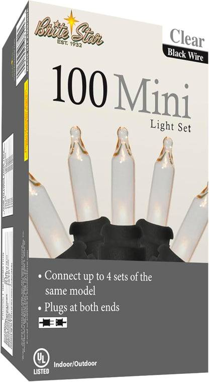 Brite Star 100 Count Mini String Christmas Lights, Clear - 22 Feet Lights with String-to-String Functionality