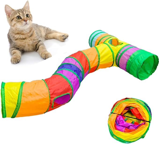 Cat Tunnel with Play Ball, Interactive Peek-a-Boo Cat Toys Cat Tube Toy, Colorful TS-Tunnel-Mewly Pet