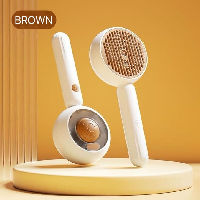 Cat steam brush for indoor cats features blue light technology,combining a dog steam brushes,ideal for the pets steam brushes for dogs and cats,and pet spray hair removal comb user BROWN-Mewly Pet