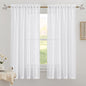 RYB HOME Semi Sheer Curtains - Privacy Linen Curtains Light Filtering Loose Weave Soft Drapes for Bedroom Living Room Bathroom Window Decor, White, 34 inch Wide x 63 inch Long, 1 Pair