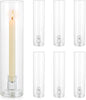 Glass Hurricane Candle Holder: 11.8" Tall Candlestick Holder Bulk with Cylinder Windproof Cover Set of 6 Clear Taper Candle Holders for Wedding Party Birthday Christmas Decor
