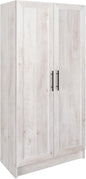 Prepac Elite Storage Accent Cabinet with Panel Doors, Rustic White Cupboard, Bathroom Cabinet, Pantry Storage with 3 Shelves 16.75" D x 32" W x 65" H