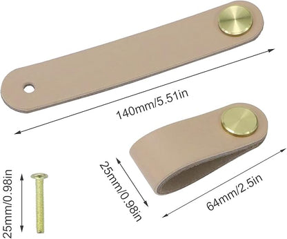 Leather Drawer Pulls and Knobs Soft Cabinet Handles Modern Cabinets Door Knob for Furniture Cupboards Wardrobe Dresser Decorative Handle with Screw 4 Pcs (Flesh Color)