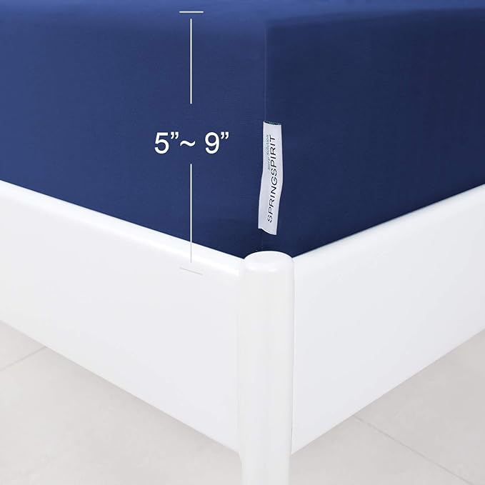 King Size Box Spring Cover with Smooth and Elastic Woven Material, Alternates for Bed Skirt, Wrinkle & Fading Resistant, Washable, Dustproof, Navy