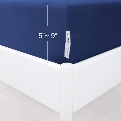 Queen Size Box Spring Cover with Smooth and Elastic Woven Material, Alternates for Bed Skirt, Wrinkle & Fading Resistant, Washable, Dustproof, Navy