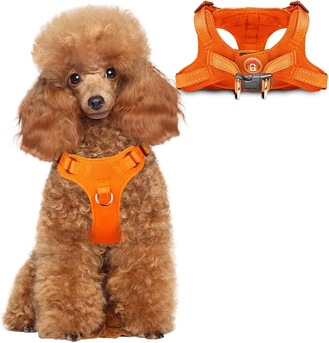 Dog Harness Step in Dog Vest Harness, Reflective Adjustable Puppy No Pull Harness Breathable Soft for Small and Medium Dogs Cats, Orange, XS-Mewly Pet