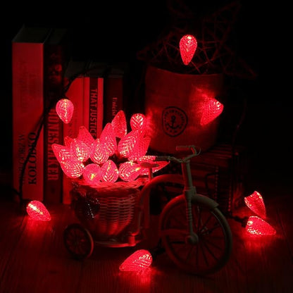 Brizled Red String Lights, 16ft 25 LED Faceted C9 Chrsitmas Lights, Connectable 120V UL Certified Tree Lights, Indoor Outdoor Christmas String Lights for Xmas, Patio, Party