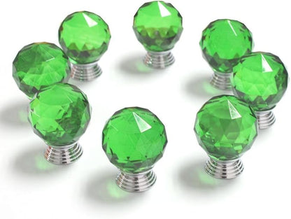 12 Pcs 30mm Round Shape Crystal Glass Cabinet Knobs with Screws Drawer Knob Pull Handle Used for Kitchen, Dresser, Door, Cupboard(Green