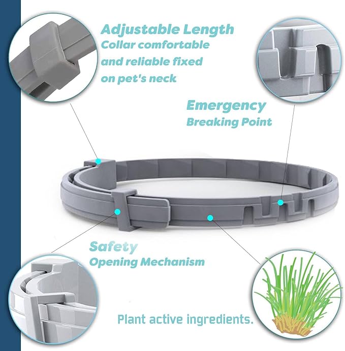 Natural Flea and Tick Collar for Puppies - 12-Month Protection, Safe Pest Control - Waterproof, Strong - Free Flea Comb and Tick Tweezer Included - 2-Pack, 13.8 Inches-Mewly Pet