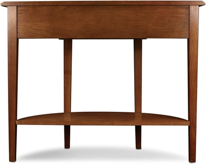 Salem Demilune Solid Wood Console Table with Drawer and Shelf, Medium Oak Brown, Perfect for Entryways, Hallways, and Living Rooms – Leick Home, 9036-MED