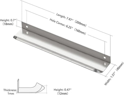 Ravinte Hardware 30 Pack Silver Cabinet Handles, 7.8 Inch (200mm) Finger Edge Pulls, 6-1/4 Inch Hole Center, Finger Pulls for Cabinets