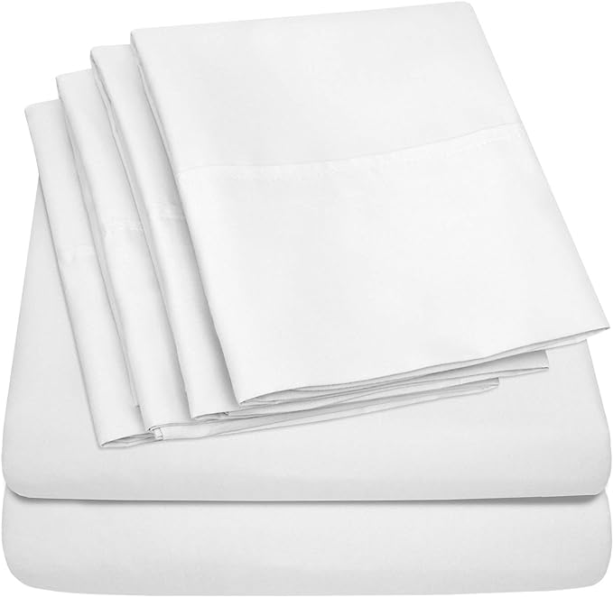 King Size Bed Sheets - 6 Piece 1500 Supreme Collection Fine Brushed Microfiber Deep Pocket King Sheet Set Bedding - 2 Extra Pillow Cases, Great Value, King, White