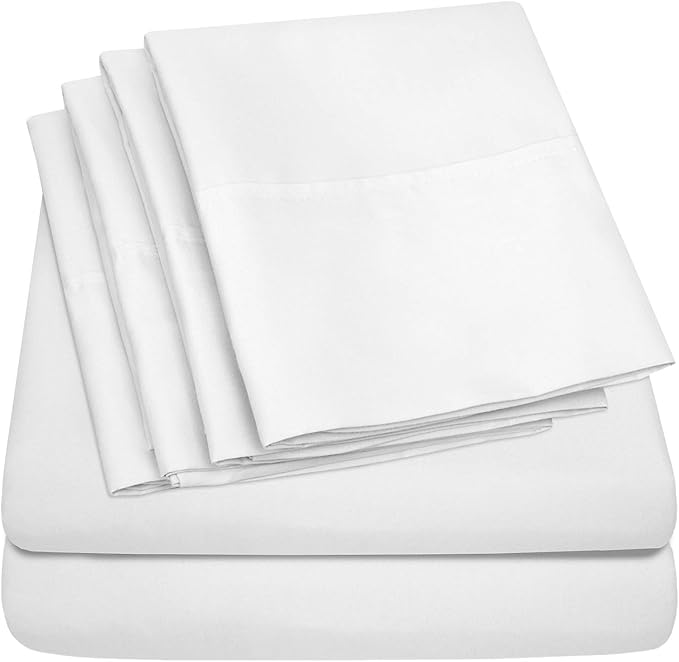 Sweet Home Collection 6 Piece 1500 Supreme Collection Brushed Microfiber Deep Pocket Sheet Set-2 Extra Pillow Cases, Great Value, Split King, White