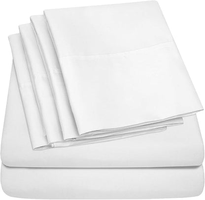 Twin Size Bed Sheets - 4 Piece 1500 Supreme Collection Fine Brushed Microfiber Deep Pocket Twin Sheet Set Bedding - 1 EXTRA PILLOW CASES, GREAT VALUE, Twin, White