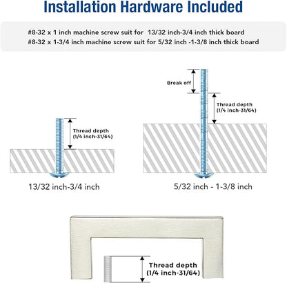 JOY DECOR 12 Pack Cabinet Handles, Brushed Nickel Cabinet Pulls, 3 Inch Kitchen Closet Handles Square Drawer Pulls Stainless Steel Drawer Hardware, 76mm Hole Centers