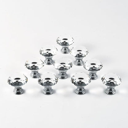 12pcs Diamond Shape Crystal Glass 30mm Drawer Knob Pull Handle Usd for Cabinet, Drawer