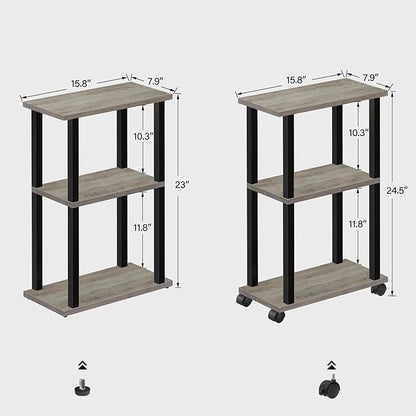 TUTOTAK Small Side Table, Narrow End Table, Bedside Table, Couch Side Table with Wheels for Living Room or Bedroom, Greige TB01BG061