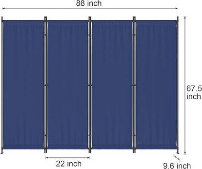 Morngardo Room Divider, Folding Privacy Screens, 4 Panel Room Partitions, 88" Foldable Wall Dividers, Portable Separating for Home Office Bedroom Dorm Decor (Blue)