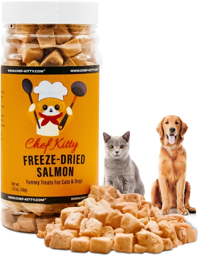 Freeze-Dried Salmon Treats for Cats & Dogs – 100% Wild Caught, Single Ingredient, High-Protein, Healthy Snack – No Additives or Preservatives – 1.4oz - Inspected & Tested in USA-Mewly Pet