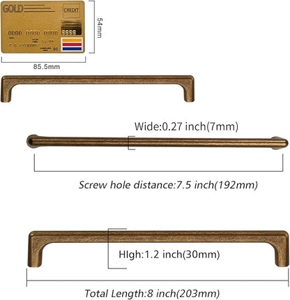 Amerdeco 10 Pack Antique Brass Cabinet Pulls 7.5 Inch(192MM) Hole Centers Kitchen Vintage Retro Cabinet Handles Hardware Kitchen Handles for Cabinets Cupboard Handles Drawer Pulls ZH0041