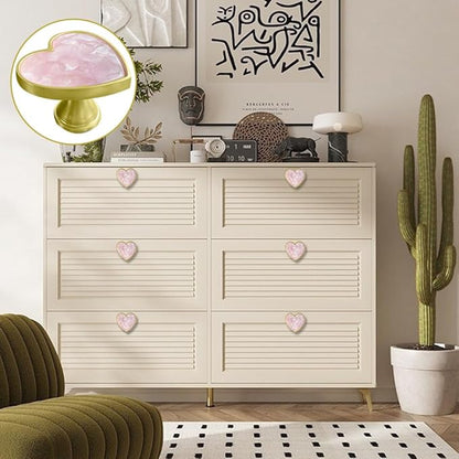 6 pcs Butterfly Shape Knobs Handle Gold Cabinet Knobs Decoration Door Handle Single Hole Handles Cabinet Drawer Dresser Kitchen Wardrobe Furniture Hardware Pulls (Pink Love)