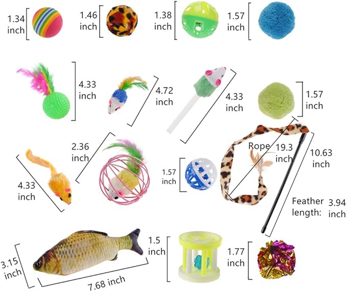 QBSM Cat Christmas Plaid Pet Paw Stockings with 26 Pcs Cat Toys for Cats and Kitten-Mewly Pet