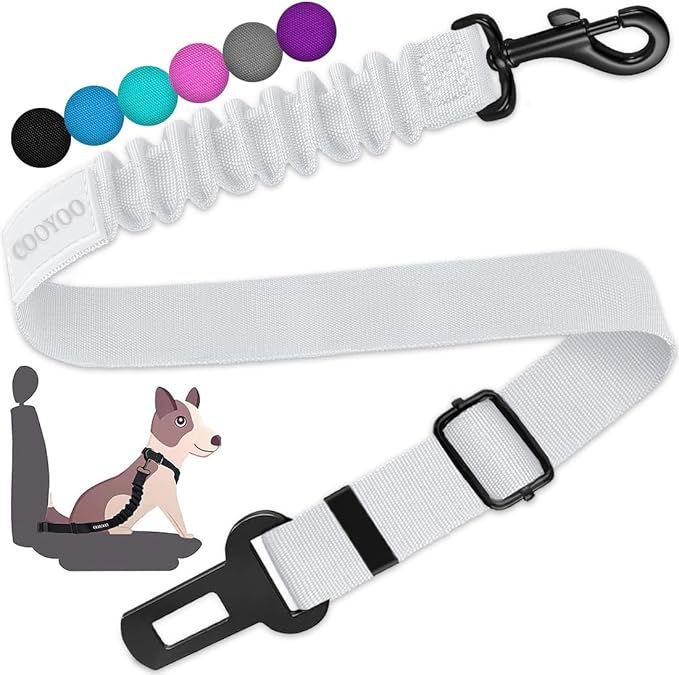 COOYOO Dog Seat Belt, Durability Retractable Dog Car Harness Adjustable Dog Seat Belt for Vehicle Nylon Pet Safety Seat Belts Heavy Duty & Elastic-Mewly Pet