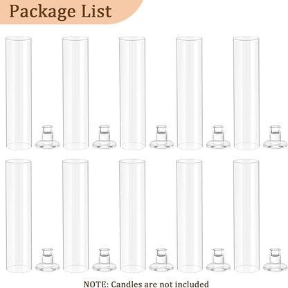 Hurricane Candle Holder Thickened Cylinder Covers 10 Pcs Taper Candle Sticks Holder Glass Tall Candlesticks Holders Centerpiece for Wedding Dining Table