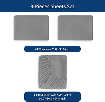 Moonsea Extra Deep Pocket Queen Sheet Sets for Air Mattress - Deep Pocket Sheets Queen Size Sets - Sheets with Pocket on Side - Easily Fits Extra Deep 16 in to 24 in Pillow Top Air Mattress (Grey)