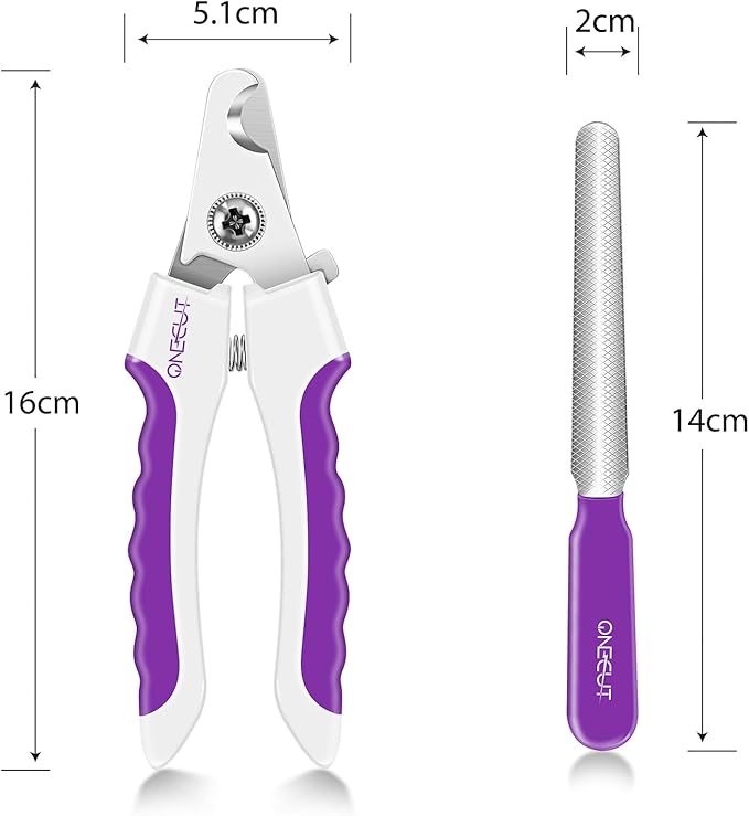 OneCut 6" Dog Nail Clippers for Small, Medium and Large Breed Professional Pet Nail Trimmers -Suitable for Cats, Rabbits and Guinea Pigs with Safety Guard to Avoid Over Cutting (Purple)-Mewly Pet