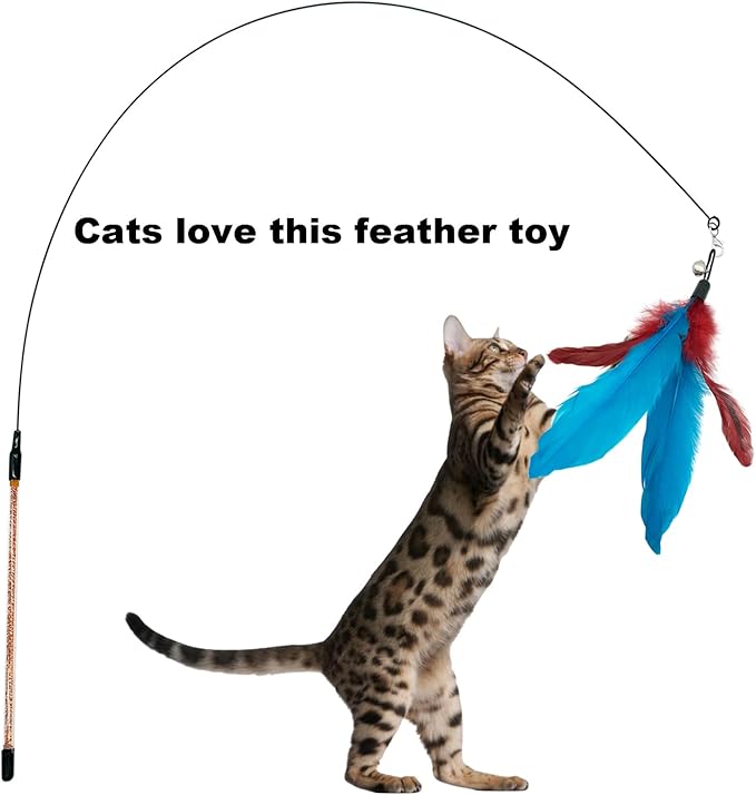 Cat Feather Toys Refills, 10 Pieces Interaction Cat Wand Replacement Feathers Toy for Indoor Cats-Mewly Pet