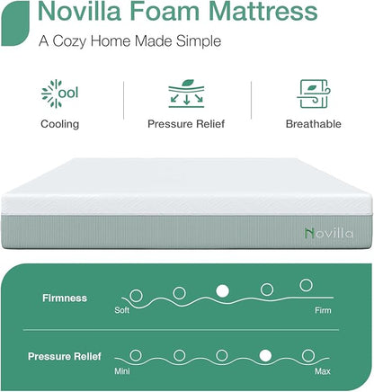 Novilla Twin Mattress,10 Inch Gel Memory Foam Mattress for Suppotive &Pressure Relieving, Medium Firm Feel in a Box,Bliss