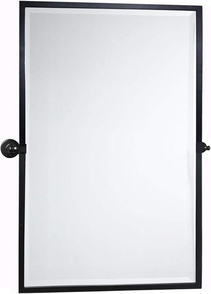 TEHOME 28.5 x 36'' Black Metal Framed Pivot Rectangle Bathroom Mirror Tilting Beveled Vanity Mirrors for Wall…