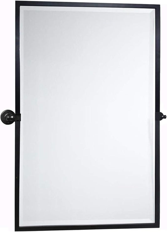 TEHOME 28.5 x 36'' Black Metal Framed Pivot Rectangle Bathroom Mirror Tilting Beveled Vanity Mirrors for Wall…