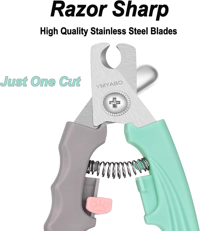 Dog Nail Clipper,Pet Nail Trimmers Safety Guard to Aviod Over Cutting,Puppy Cat Claw Trimmer,with Free Dog Comb & Nail File, Sharp Grooming Clipper, Great for Thick Toenail, Green-Mewly Pet