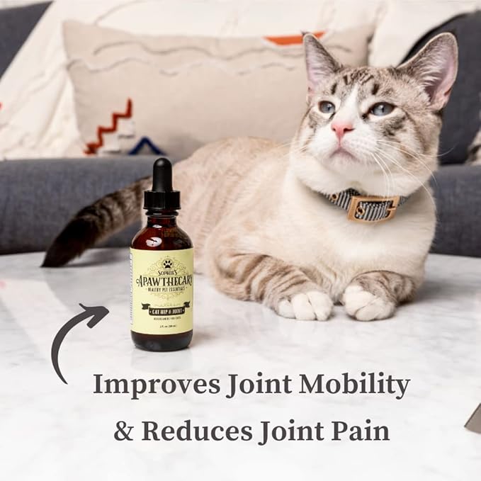 Sophie's Apawthecary Cat Hip and Joint Glucosamine Liquid Supplement 2 oz for Pain Relief and Improved Joint Flexibility-Mewly Pet
