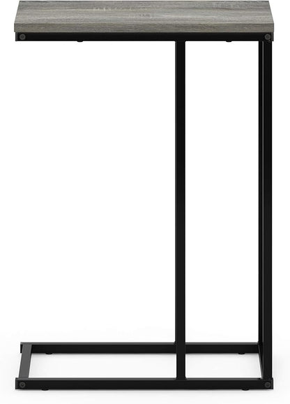 Furinno Camnus Modern Living C Shaped Sofa Side Table, 9.8 in x 17.9 in x 25 in, French Oak Grey